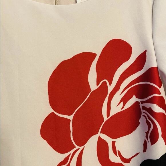 Chicos Cream Red Black Bold Floral Faith Sheath Dress - Picture 2 of 4